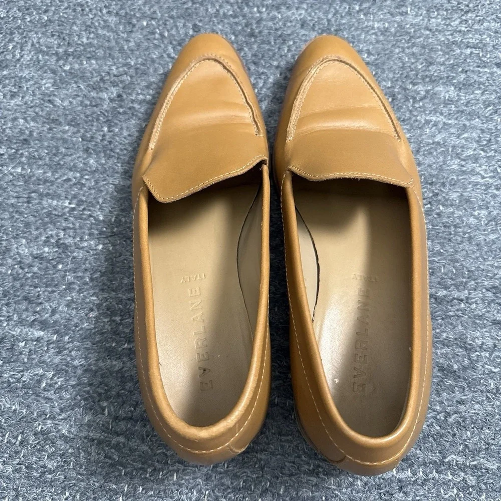 Everlane Loafers Women 9 Brown Leather Pointed Toe Slip On Italy Classic Modern - Picture 11 of 14